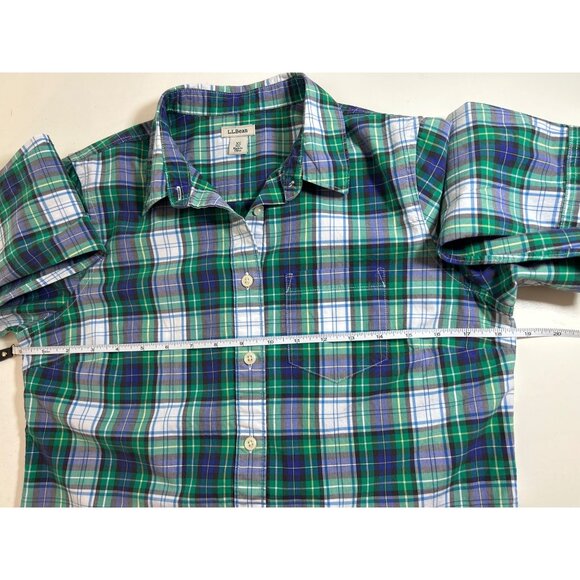 L.L. Bean Women Green Plaid Long Sleeve Button-Down Shirt Size XS - Picture 4 of 8